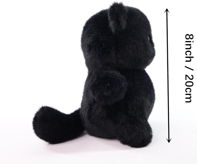 Animal-Themed Plush Black Cat Stuffed Animal - 8