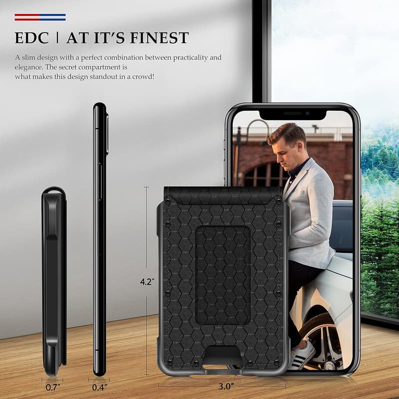 Tactical Bifold Wallet for Men - RFID Blocking Aluminum Holder