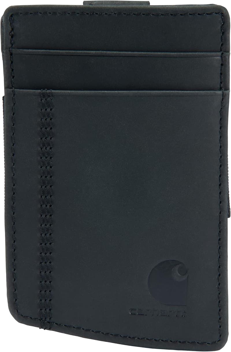 Men's Casual Saddle Leather Wallet - Black Front Pocket