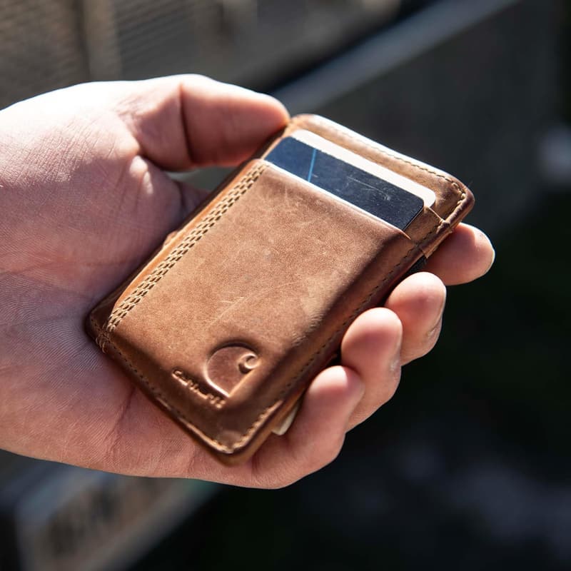 Men's Casual Saddle Leather Wallet - Black Front Pocket