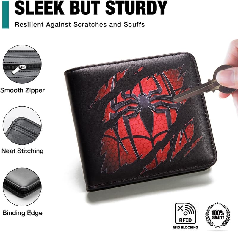 Cool Bifold Leather Wallet for Boys Ages 4-16, Gift for Kids