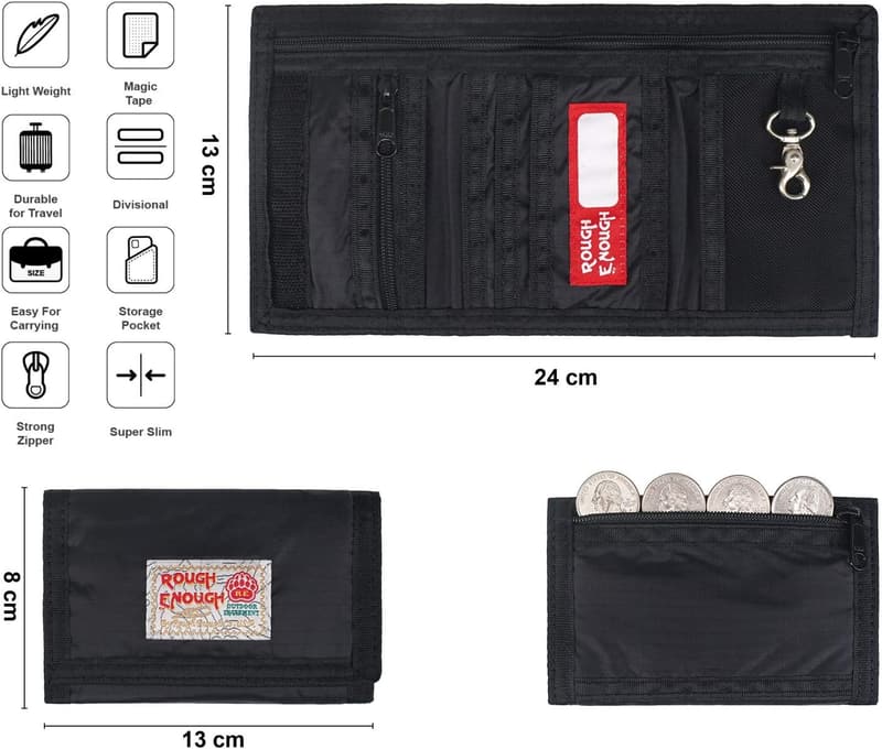 Boys' Soft Nylon Wallet with Zipper Coin Pocket & Lanyard