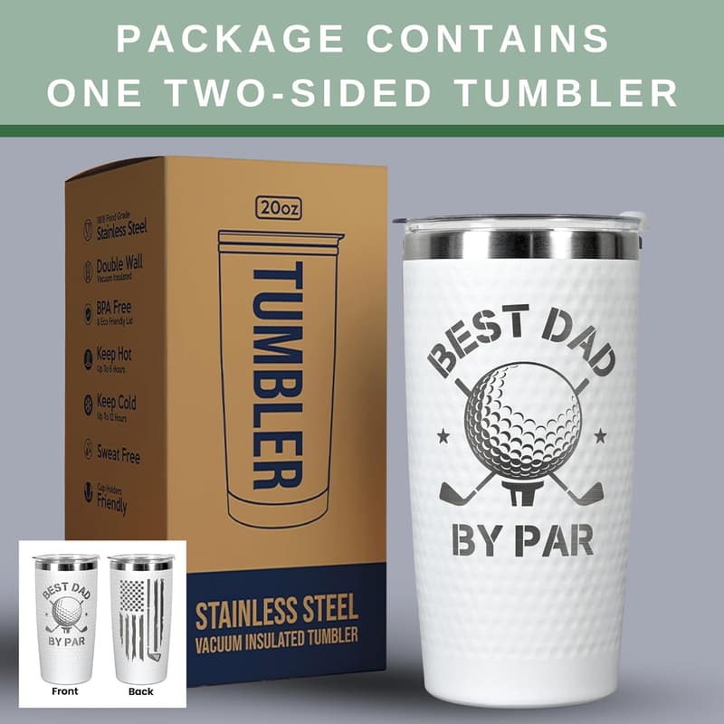 Father's Day Golf Gift - 20 Oz Stainless Steel Tumbler