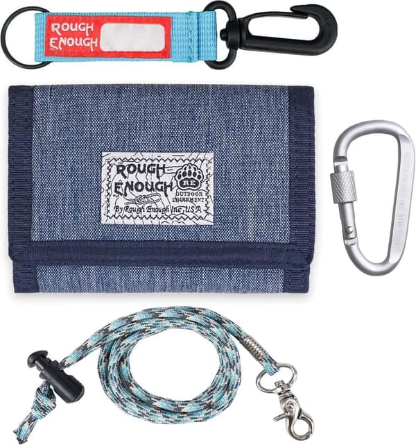 Denim Blue Kids Wallet with Neck Lanyard & Keychain