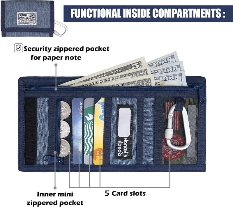 Denim Blue Kids Wallet with Neck Lanyard & Keychain