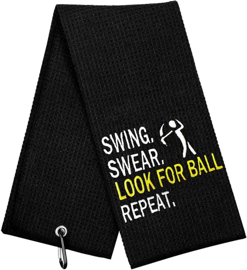 Funny Golf Towel with Clip - Embroidered Gift for Men