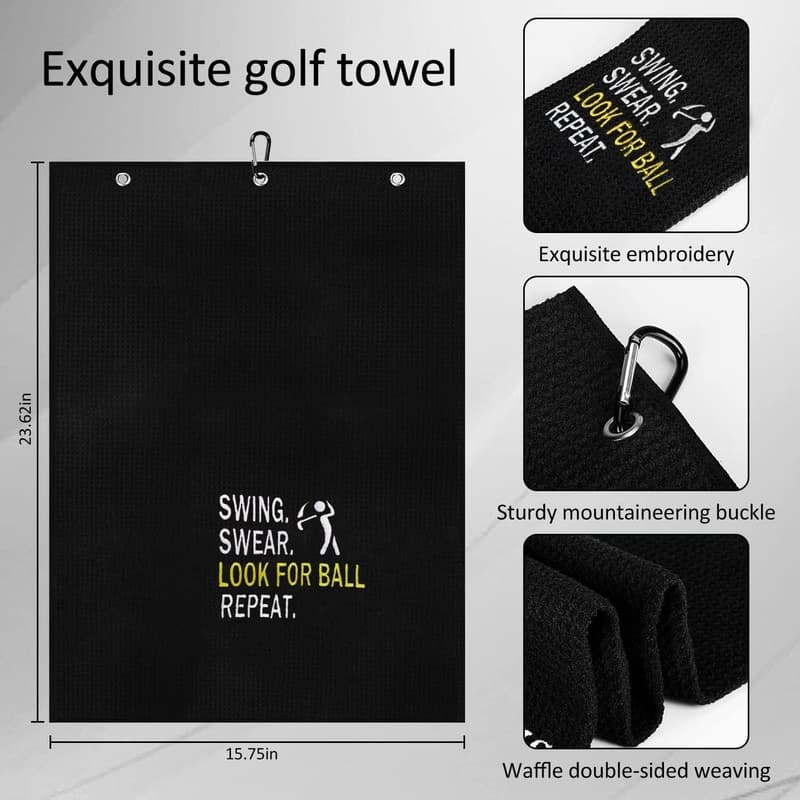 Funny Golf Towel with Clip - Embroidered Gift for Men
