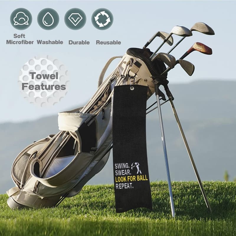 Funny Golf Towel with Clip - Embroidered Gift for Men