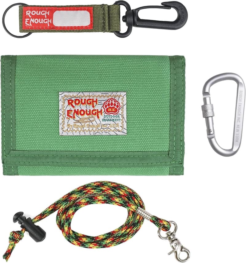 Preppy Teen Canvas Wallet with Lanyard for Kids - Green