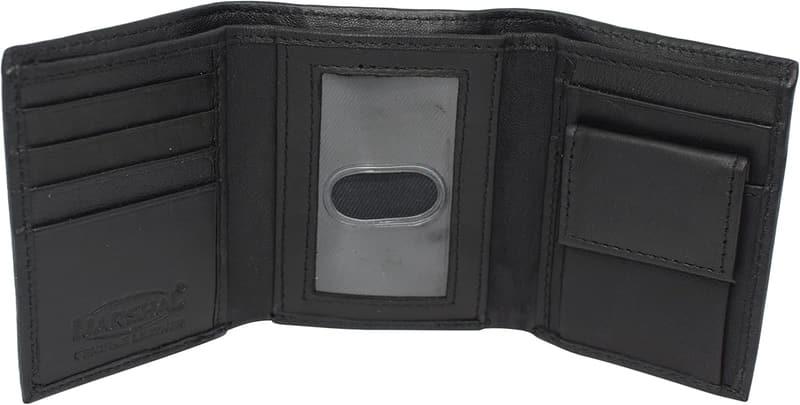 Kids' Slim Compact Black Leather Trifold Wallet