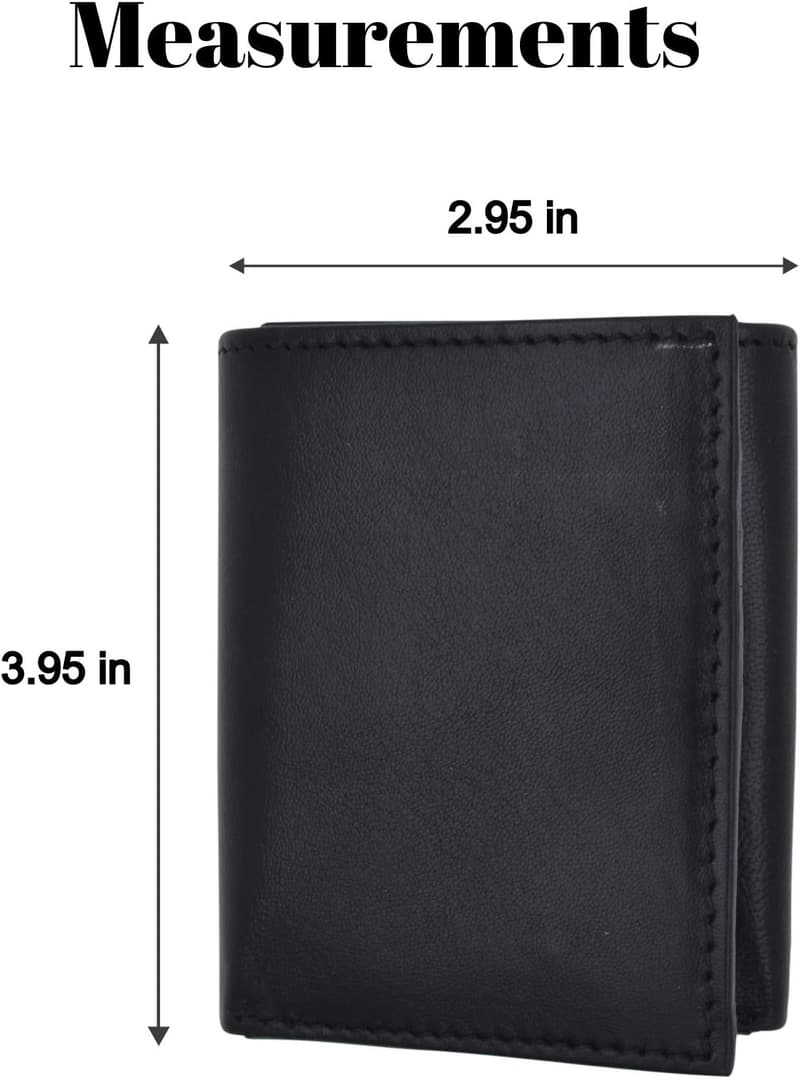 Kids' Slim Compact Black Leather Trifold Wallet