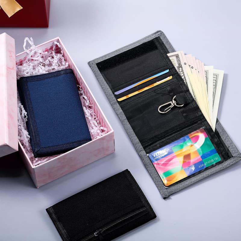 Teens' Canvas Trifold Wallet Set with Zipper Pocket - Gift for Birthdays & Christmas