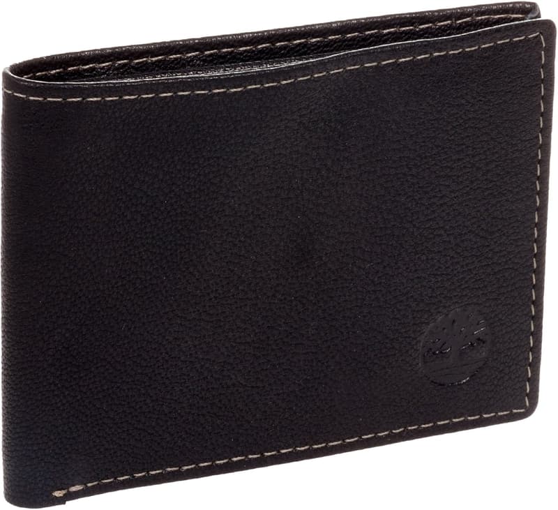 Men's Black Leather Slimfold Wallet by Timberland