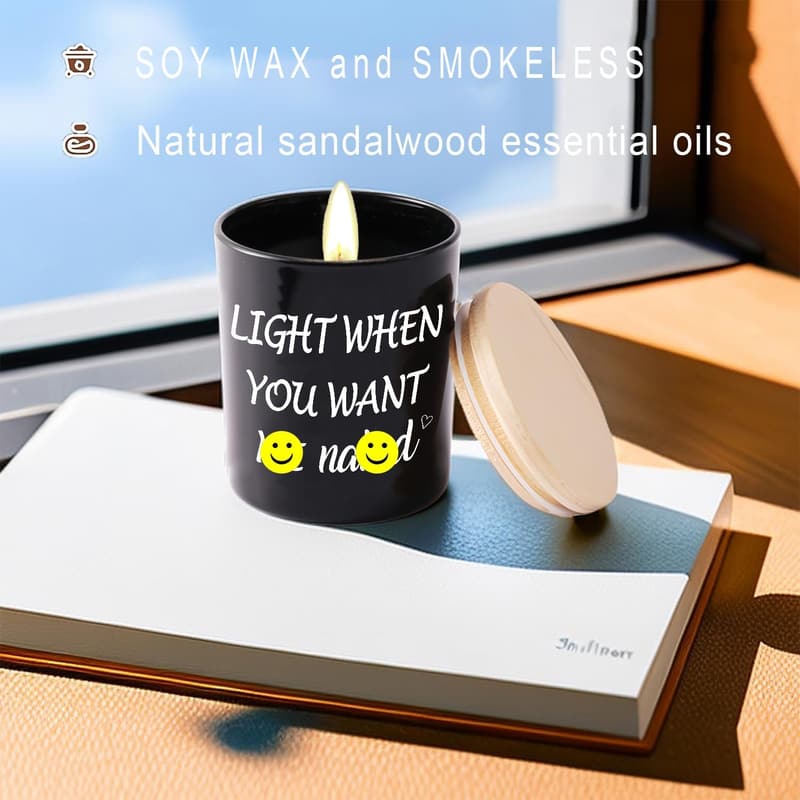 Funny Sandalwood Scented Soy Candle for Men - Unique Gift