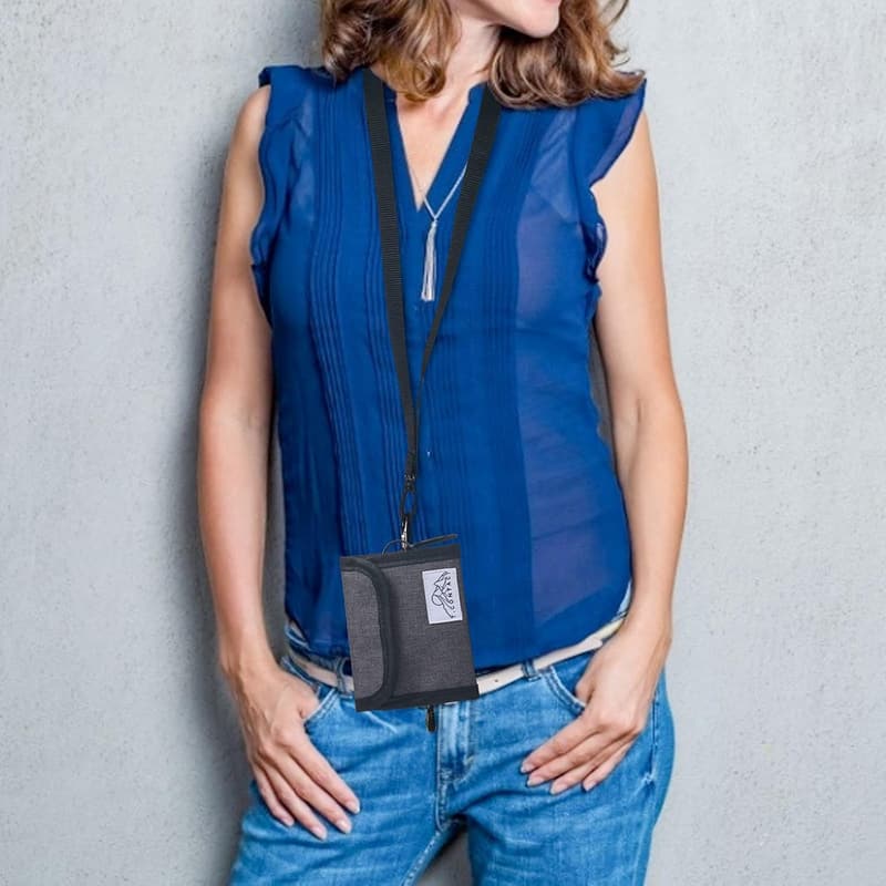Travel Wallet with RFID Blocking & Zipper Purse - Gray