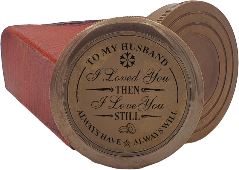 Engraved Brass Compass for Husband – Romantic Keepsake Gift