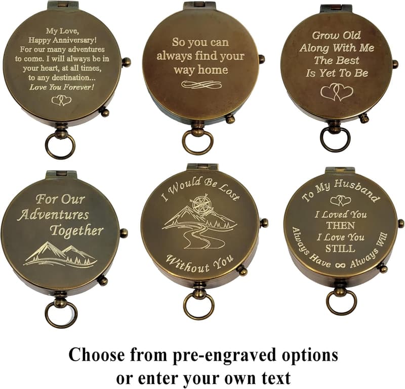 Personalized Engraved Compass for Him - Anniversary Gift