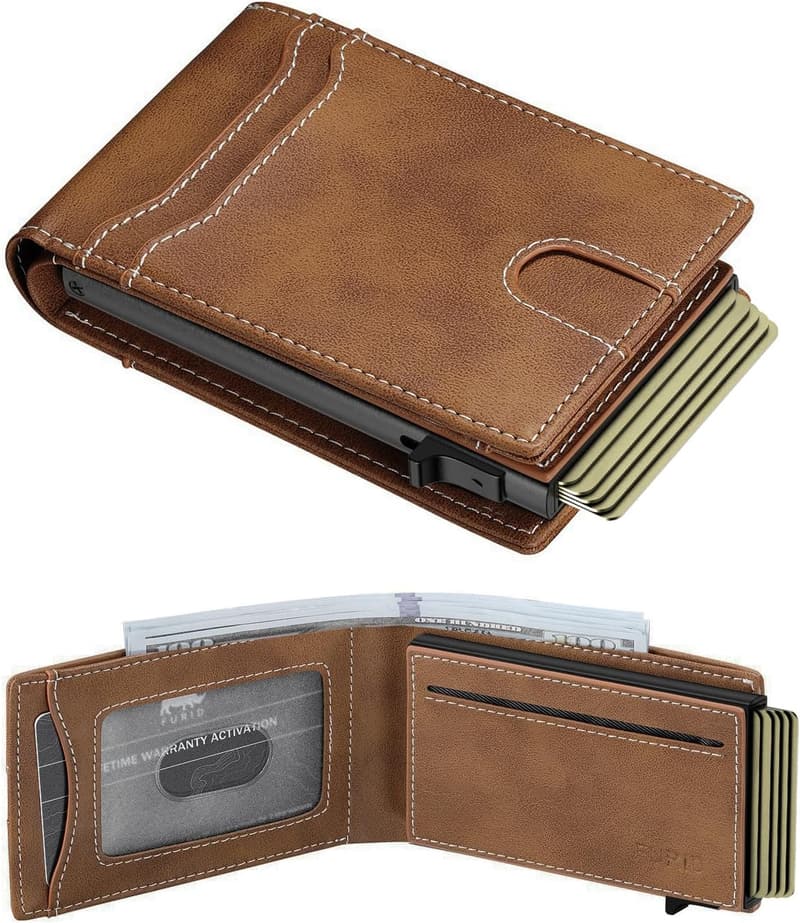 Minimalist RFID Card Wallet for Men with ID Window