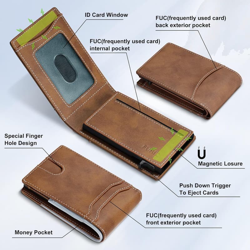 Minimalist RFID Card Wallet for Men with ID Window