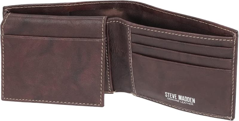 Slim Leather Wallet for Men with Extra Capacity Flip Pockets