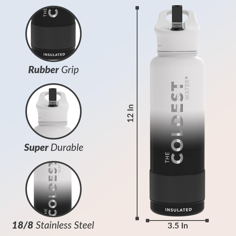 Insulated Stainless Steel Water Bottle with Straw Lid - 40 oz