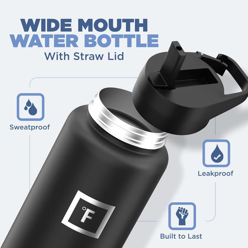 Hydration Flask for Camping & Hiking - 40 oz Stainless Steel, BPA-Free