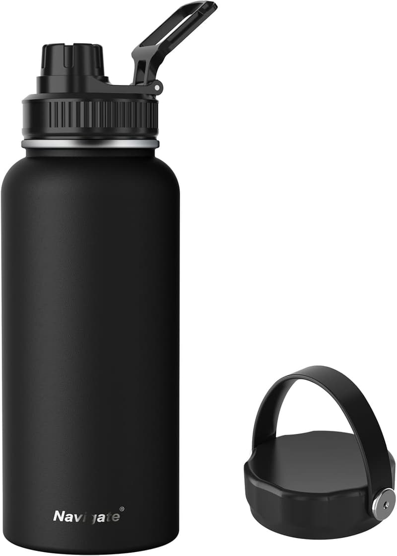 Insulated 32 oz Stainless Steel Sports Water Bottle - Black