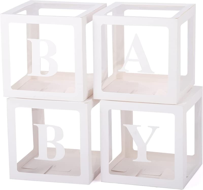 Gender Reveal Baby Shower Box Set with 4 Transparent Balloons
