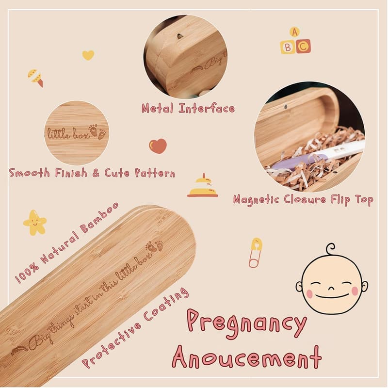 Baby Announcement Keepsake Box - Bamboo Gift for Husband