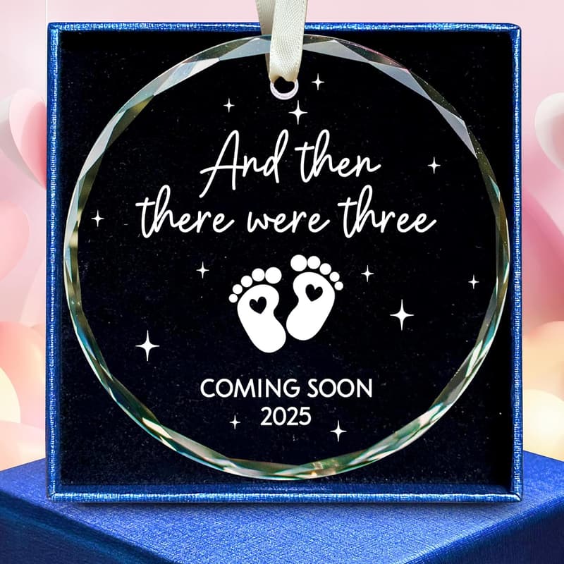 Baby Announcement Glass Ornament 2025 for Expecting Parents