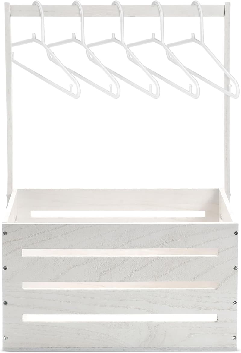 Baby Shower Wooden Storage Crate with Handle, White