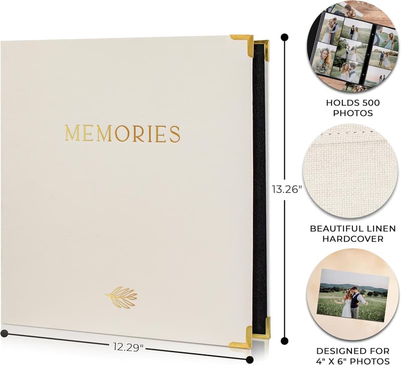 Linen Photo Album for 4x6 Photos - Holds Up to 500 Memories