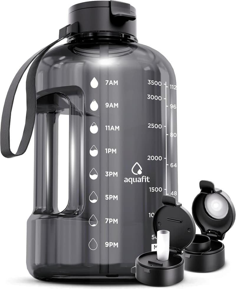 BPA-Free 1 Gallon Water Bottle with Time Marker & Handle