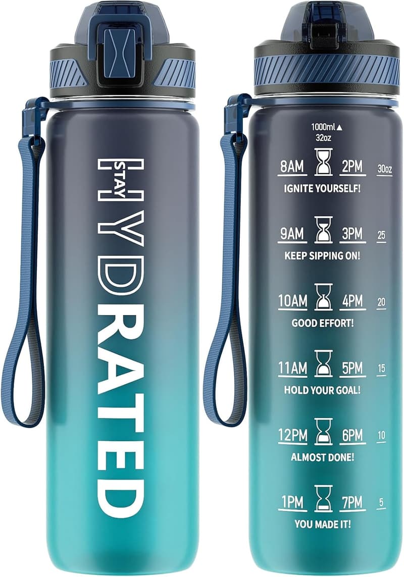 32oz Motivational Tritan Water Bottle with Straw for Fitness