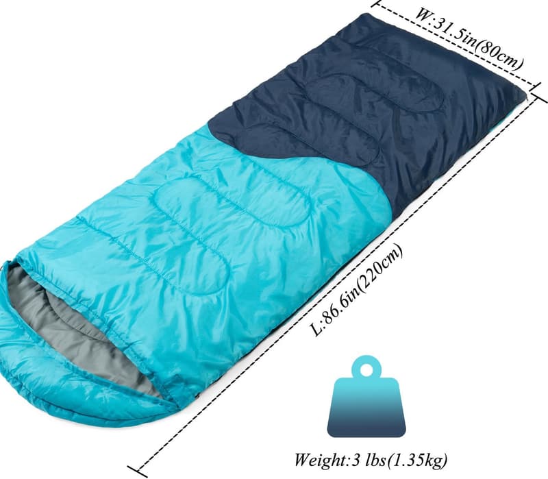 Lightweight 3-Season Sleeping Bag for Camping and Hiking