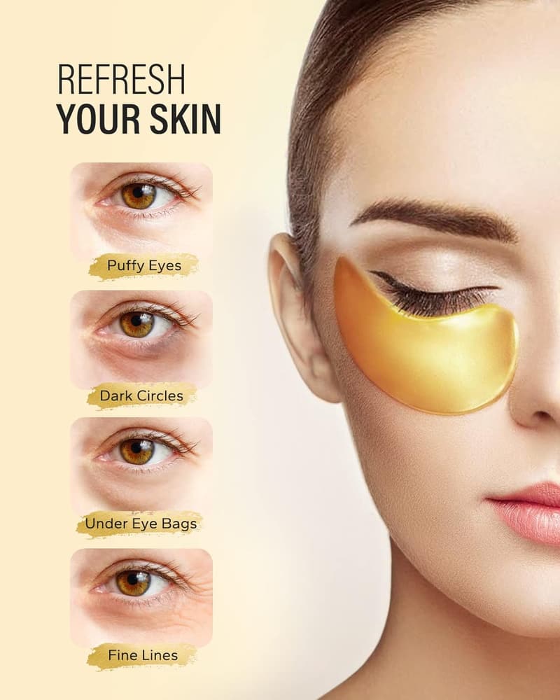 24k Gold Collagen Eye Patches for Dark Circles (25 Pairs)