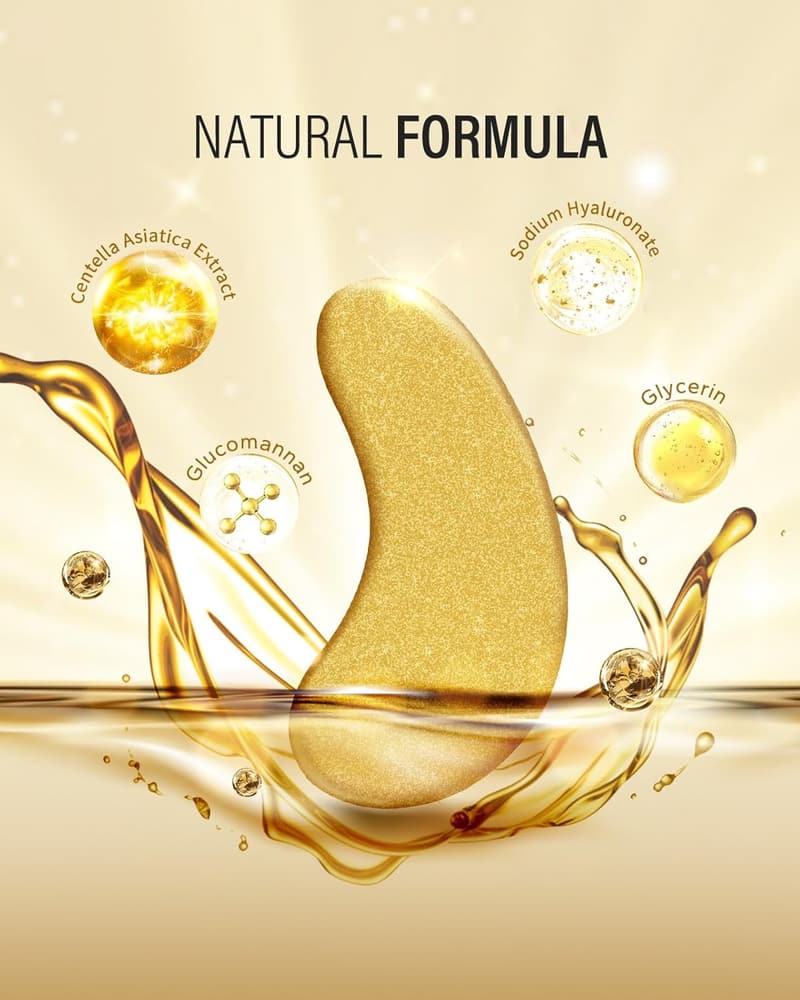 24k Gold Collagen Eye Patches for Dark Circles (25 Pairs)