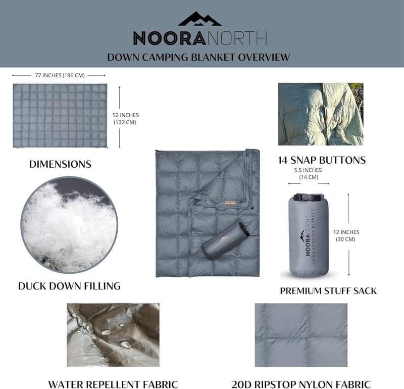 Packable Down Camping Blanket - Lightweight & Water-Resistant