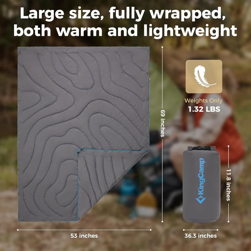 Multipurpose Waterproof Camping Blanket for Cold Weather, 69 x 53 inches