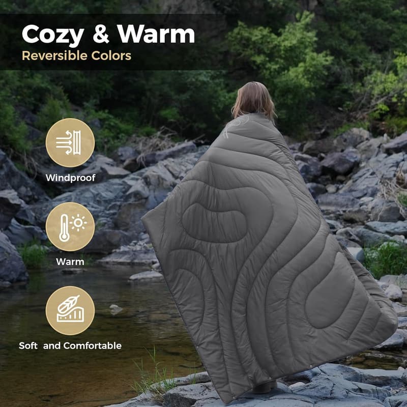 Multipurpose Waterproof Camping Blanket for Cold Weather, 69 x 53 inches