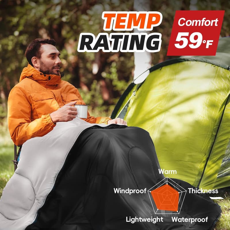 XL Cold Weather Sleeping Bag for Adults – Compression Sack Included