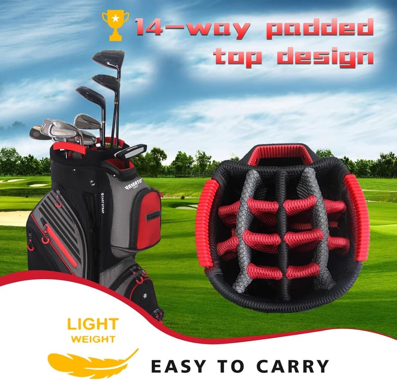 Yamato 14-Way Golf Cart Bag with Cooler & Rain Cover