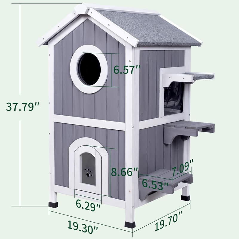 Weatherproof Wooden Two-Story Outdoor Cat House