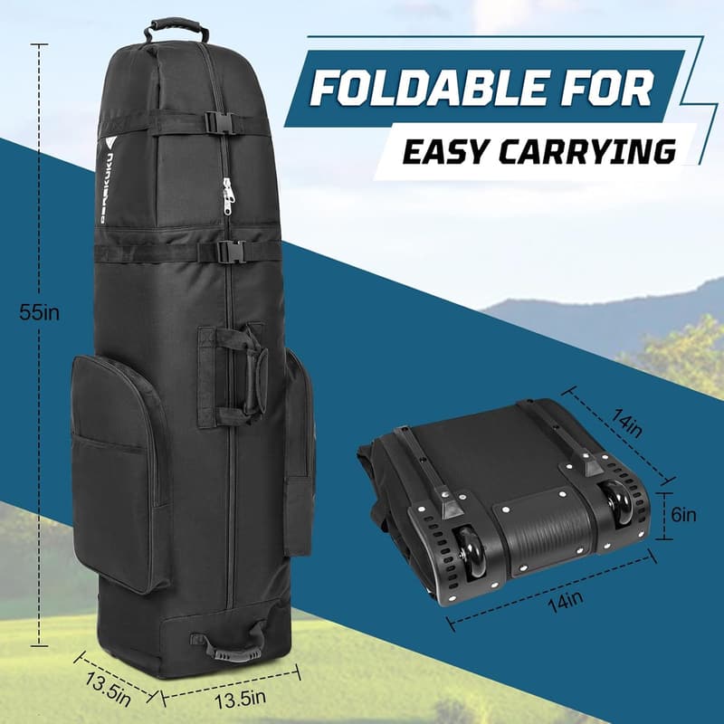 Portable Golf Travel Bag with Wheels, 1200D Heavy Duty Design