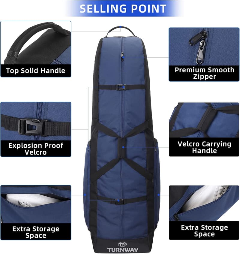 Foldable Waterproof Golf Travel Bag with Wheels, Heavy Duty 900D