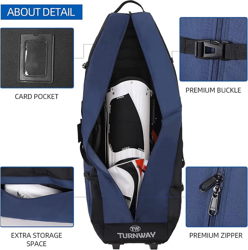 Foldable Waterproof Golf Travel Bag with Wheels, Heavy Duty 900D