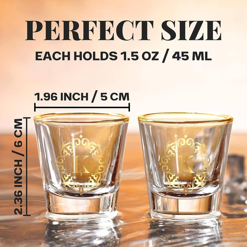 Custom Shot Glass Set for Him & Her - Initial J, 2 Pack