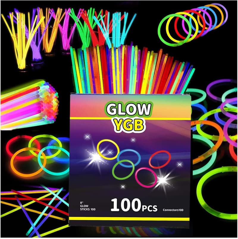 Halloween Glow Sticks Party Pack - 100 PCS 8” Glow Bracelets