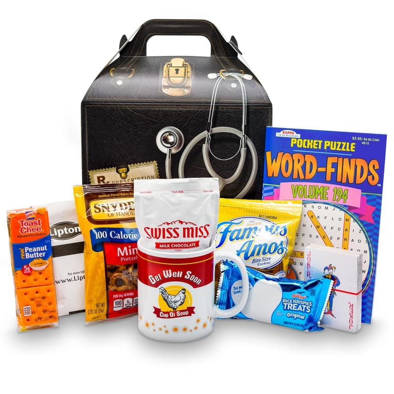 Get Well Soon Care Package for Men & Women with Snacks & Games
