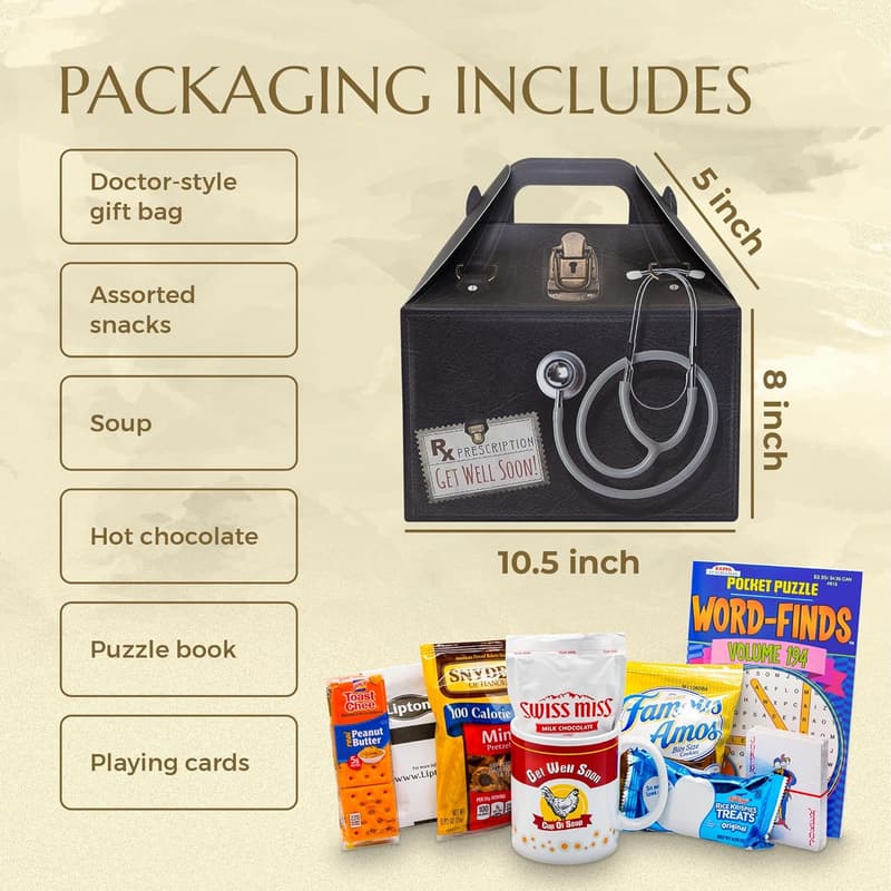 Get Well Soon Care Package for Men & Women with Snacks & Games